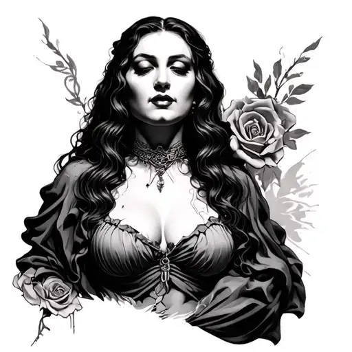 madonna with torn clothes tattoo design idea