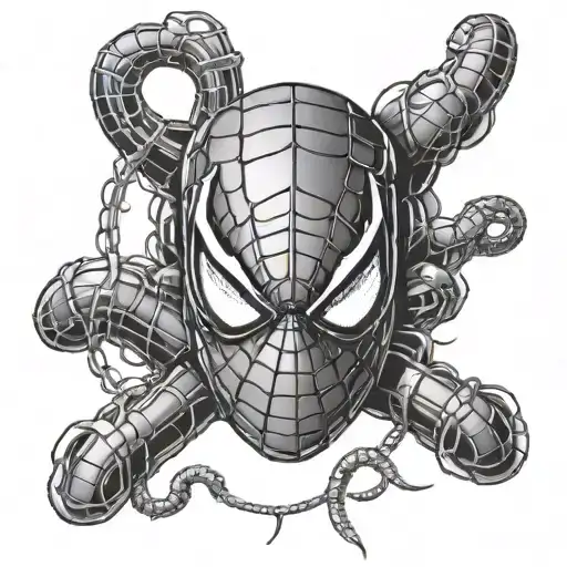 spiderman face with doc ock tentacles coming tattoo design idea