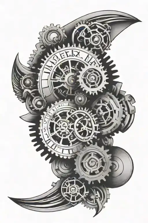 mechanical wedding date tattoo design idea