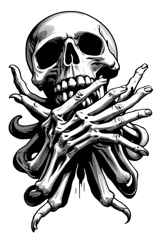 skeleton pray hands tattoo design idea