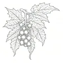 grape vine and fir cone tattoo design idea