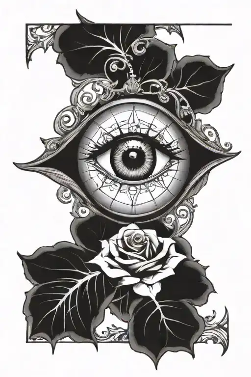 eye rose libra tattoo design idea