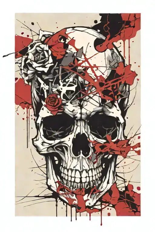 negative space skull, background is sprawling veins,  tattoo design idea