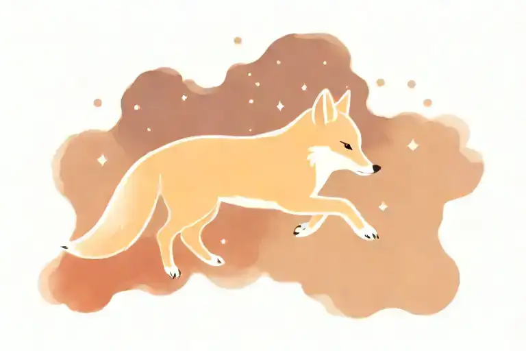 Constellation arctic Fox jumping in front of Milky Way galaxy. tattoo design idea