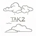 clouds and in the distance a clapperboard and the words take 2  tattoo design idea