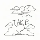 clouds and in the distance a clapperboard and the words take 2  tattoo design idea