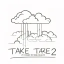 clouds and in the distance a clapperboard and the words take 2  tattoo design idea