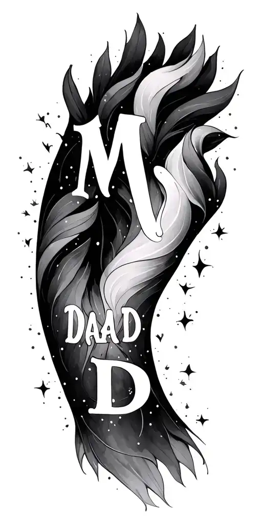 mom dad name with something meaningful around it luminous points of small tattoo design idea