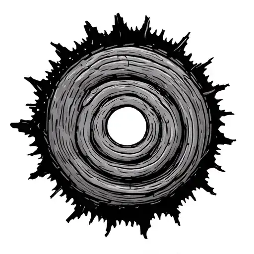 circular blade wood plank tattoo design idea