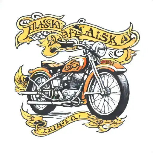 Alaska, motorcycle tattoo design idea