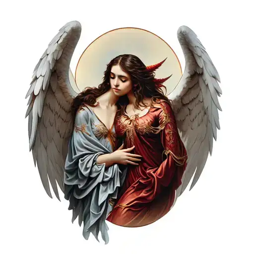 Angel and Demon tattoo design idea