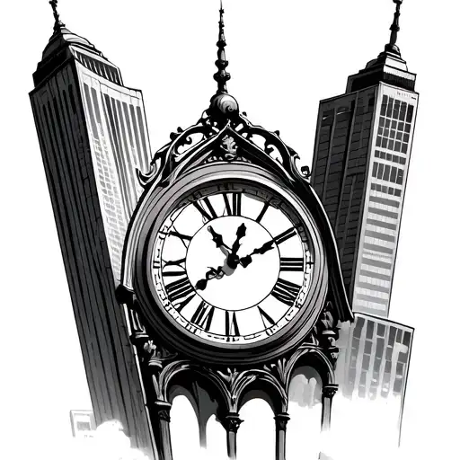 clock but the clock hands are the twin trade towers tattoo design idea
