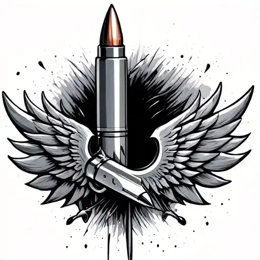 The bullet penetrates the chest tattoo design idea