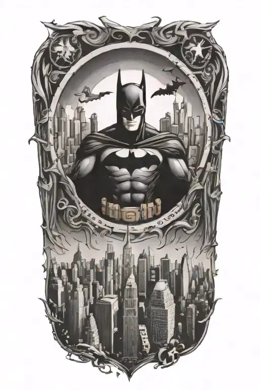 nyc skyline batman inspired tattoo design idea