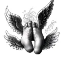 baby feet with angel wings tattoo design idea