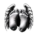 baby feet with angel wings tattoo design idea