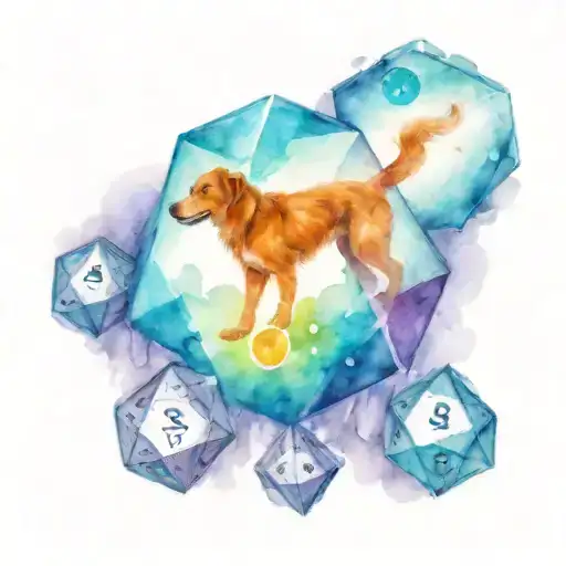 Dog paw print with dungeons and dragons d20 dice tattoo design idea