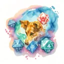 Dog paw print with dungeons and dragons d20 dice tattoo design idea