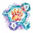 Dog paw print with dungeons and dragons d20 dice tattoo design idea