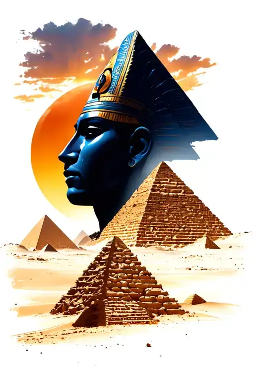 Egypt pyramids sand sunset sky tattoo design idea