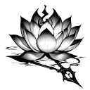 ॐ काली कालये नमः + lotus + trident mixed tattoo design idea