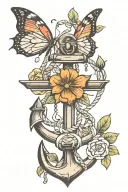 Anchor And Butterfly tattoo design idea