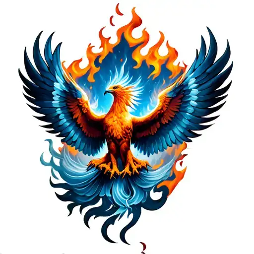phoenix rising from flames tattoo design idea
