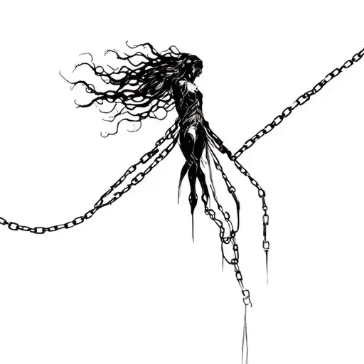 A silhouette that moves forward despite chains or a shadow that pulls it back→ The past holds you back, but you continue tattoo design idea