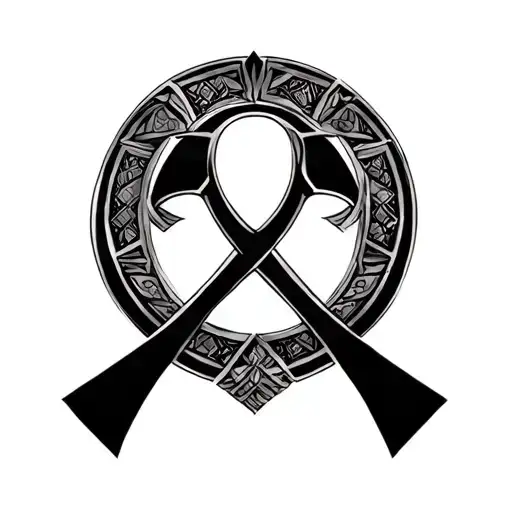 feminine ankh with the enclosed delta symbol intertwined  tattoo design idea