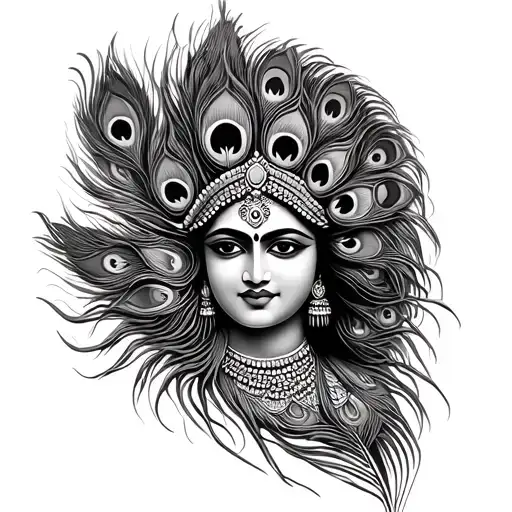 Murugan spare with peacock feather intertwined tattoo design idea