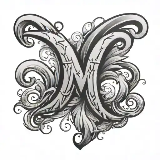letters S P M R N H tattoo design idea