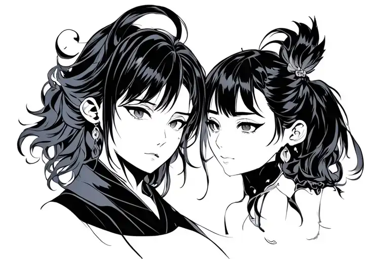 Dandadan Manga Momo and Okarune tattoo design idea