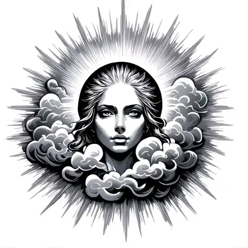 sun rays shinning through clouds tattoo design idea