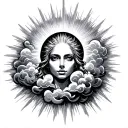 sun rays shinning through clouds tattoo design idea