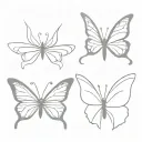use the initials E l and M to make a simple butterfly silhouette tattoo design idea