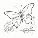 use the initials E l and M to make a simple butterfly silhouette tattoo design idea