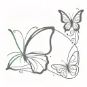 use the initials E l and M to make a simple butterfly silhouette tattoo design idea