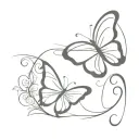 use the initials E l and M to make a simple butterfly silhouette tattoo design idea