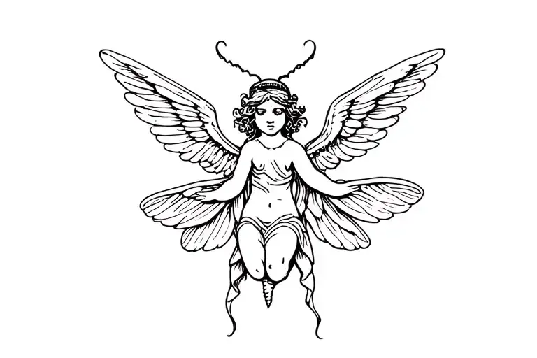 insect cherub angel tattoo design idea