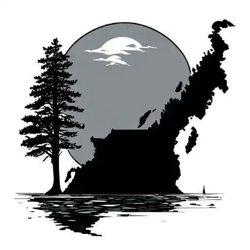 lake erie island chain tattoo design idea