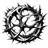 biomechanics blackwork dark ornamental lines sharp pointed remind of thorns bones biomech dark style tribal inspiration tattoo design idea