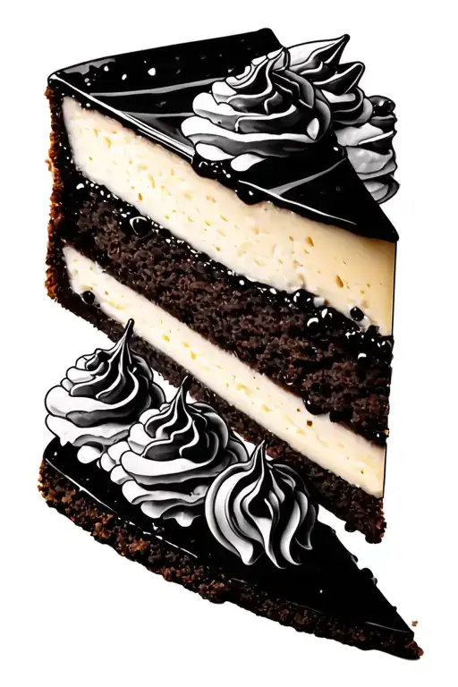 cover up of a slice of cheesecake tattoo design idea