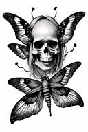 skull. losing feeling is getting old. billie eilish. moths. music. emo and goth tattoo design idea