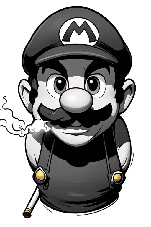 Super Mario smoking a joint tattoo design idea