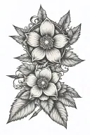Cherokee Rose, 7 pointed star surrounded by oak leaves with arrow and feathers tattoo design idea