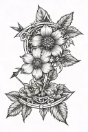 Cherokee Rose, 7 pointed star surrounded by oak leaves with arrow and feathers tattoo design idea