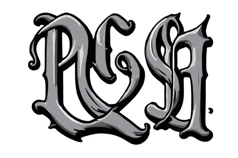 P C S H old English font tattoo design idea