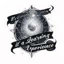 science themed with script it's a learning experience  tattoo design idea