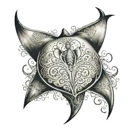 Tamil back tattoo with stingray manta ray and thai style tattoo design idea