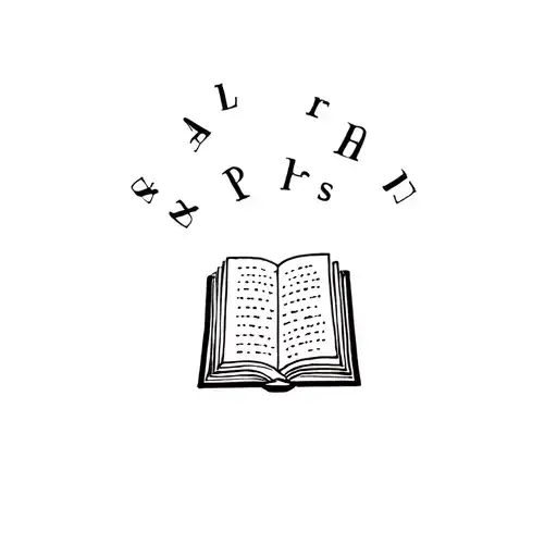 an open book  which is laying on the back only lines and there are letters above the book  tattoo design idea
